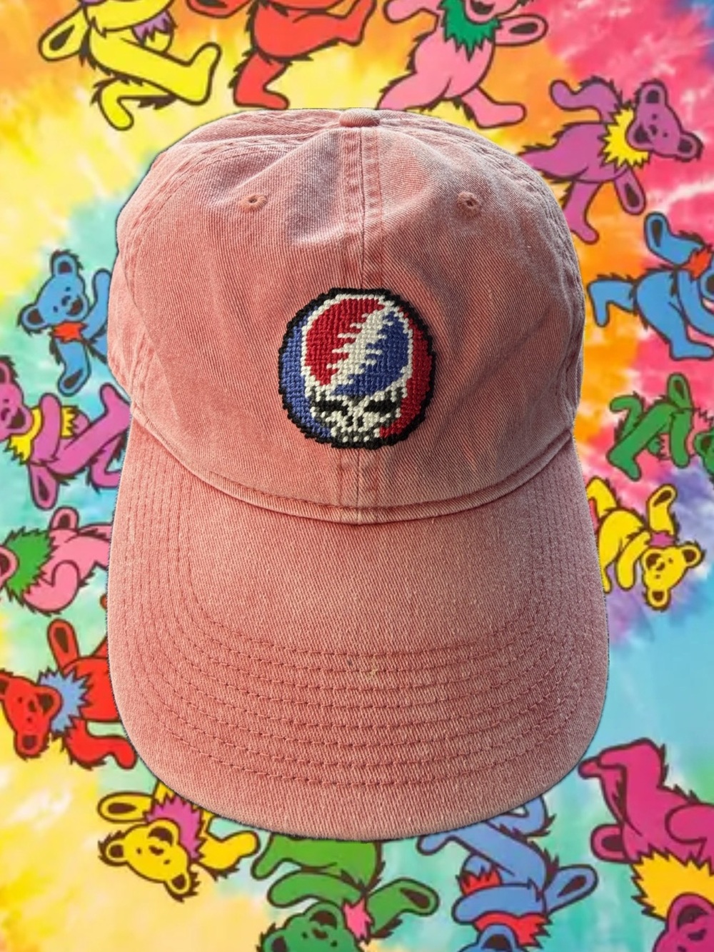 Smathers and Branson Murrays Grateful Steal Your Face Red Needlepoint Hat